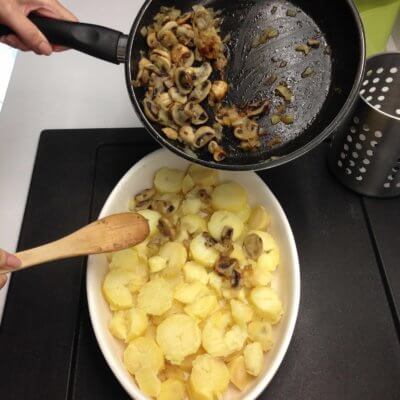 Recette gratin de pommes de terre aux champignons