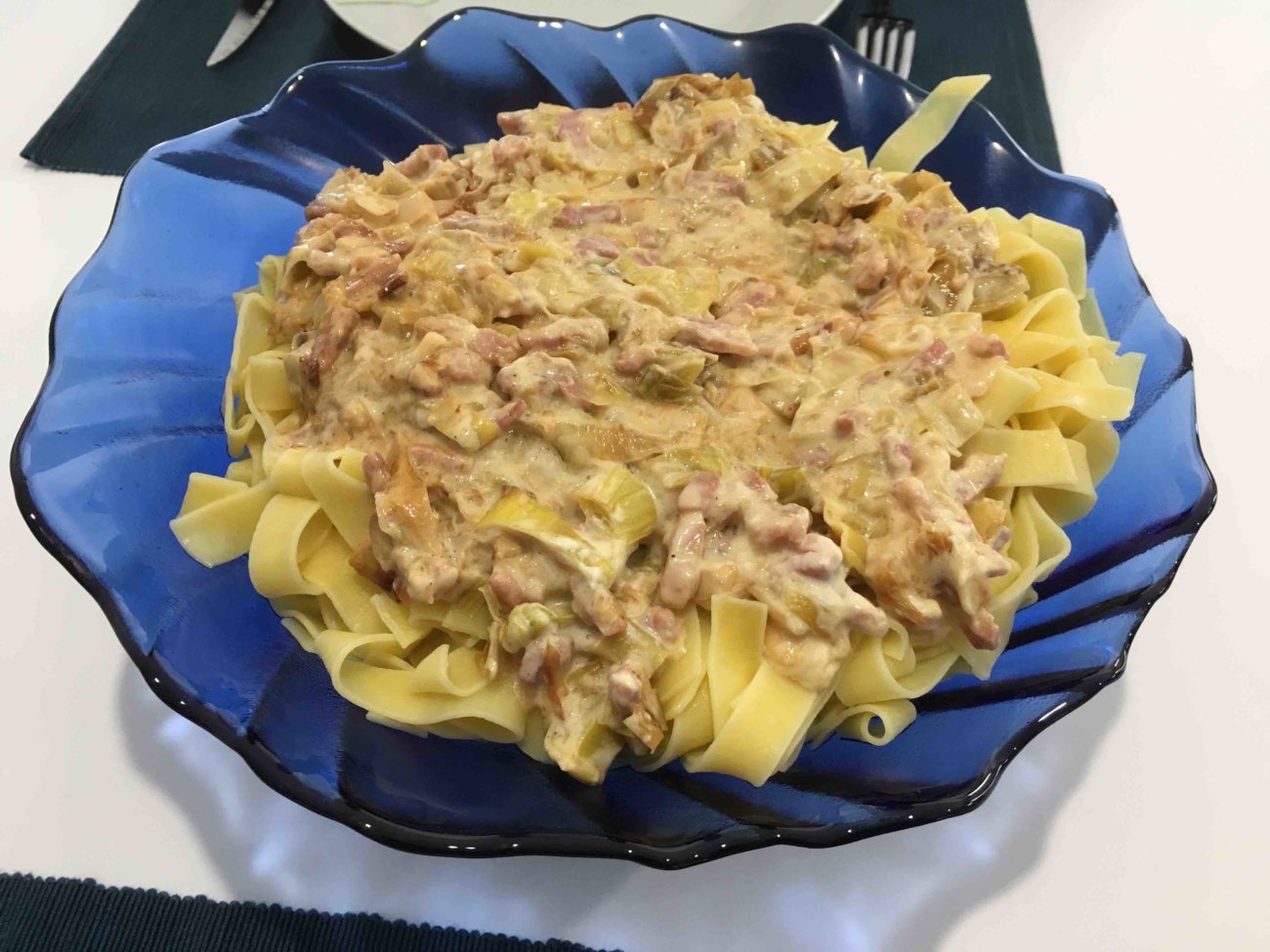 Tagliatelles à la crème de poireaux