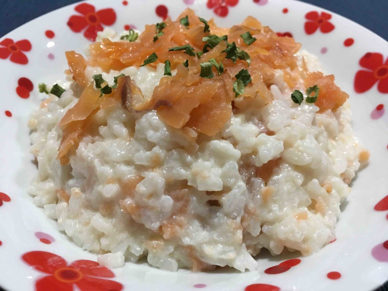 Risotto au saumon fumé et à la feta