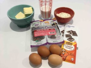 Ingrédients recette brownie aux noix de pecan