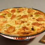 Quiche aux poireaux, munster et jambon