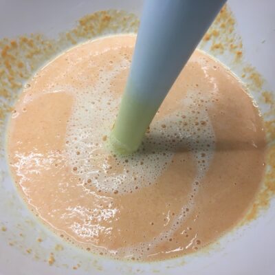 Recette flan de carottes -Mixer le tout ensemble.