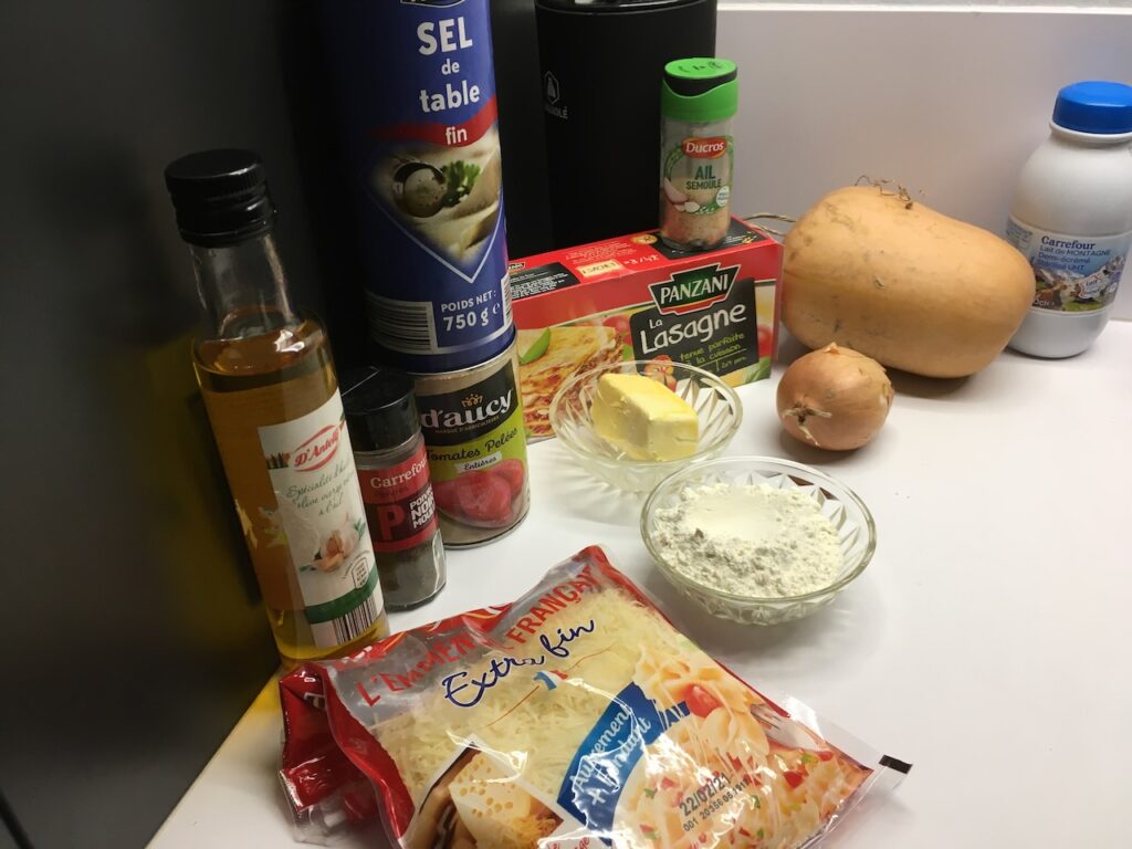 Recette lasagnes à la courge butternut - Préparer vos ingrédients