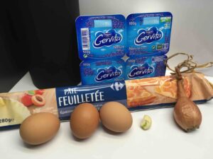 Recette quiche au gervais -Regrouper tous les ingrédients nécessaires à la réalisation de votre recette