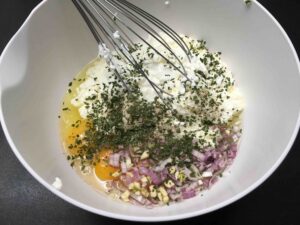 Quiche au gervais -Mélanger tous les ingrédients dans l'ordre