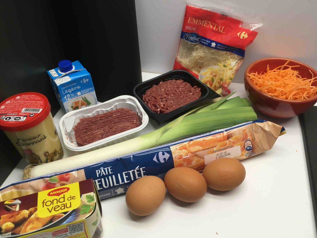 Recette quiche boeuf carotte - Préparer les ingrédients