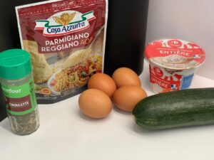 Recette minis flans aux courgettes - Préparer tous vos ingrédients.