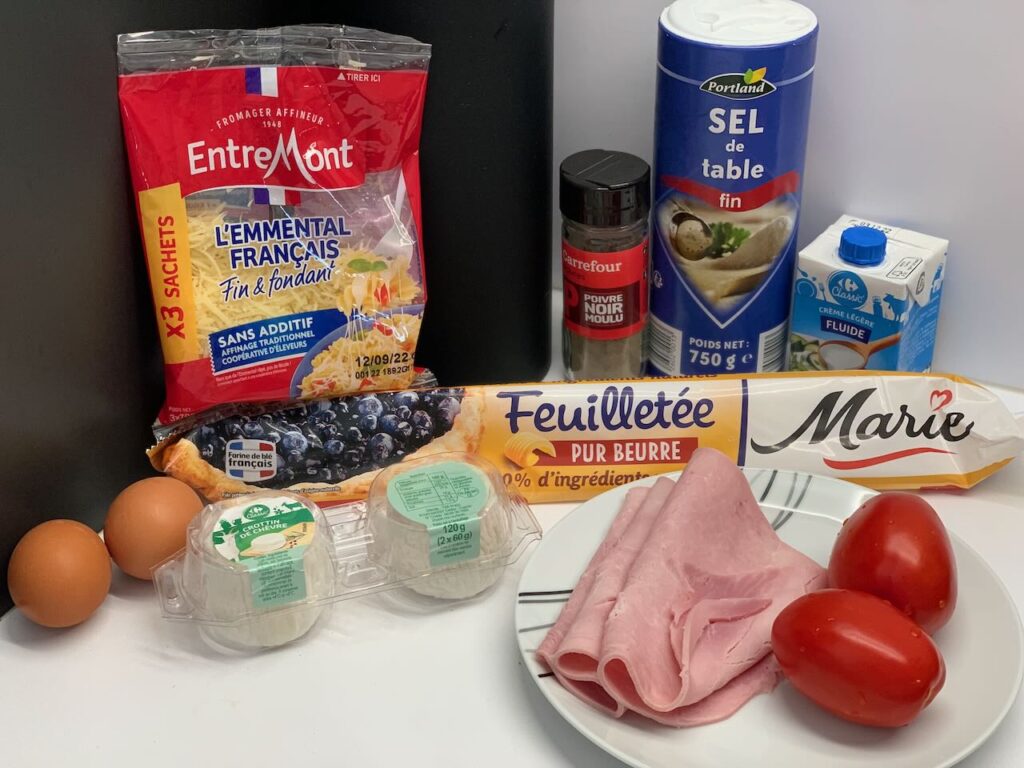 Recette quiche à la tomate, au jambon et au chèvre -Préparer tous les ingrédients nécessaires à la réalisation de votre recette.