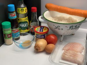 Recette riz frit thaïlandais - Préparer tous les ingrédients nécessaires.